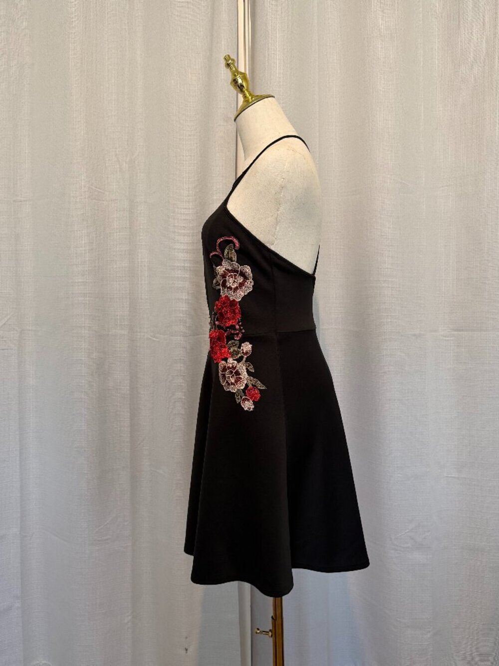 Charlotte Russe Y2K Floral Applique Mini Dress Black Small - Picture 7 of 9